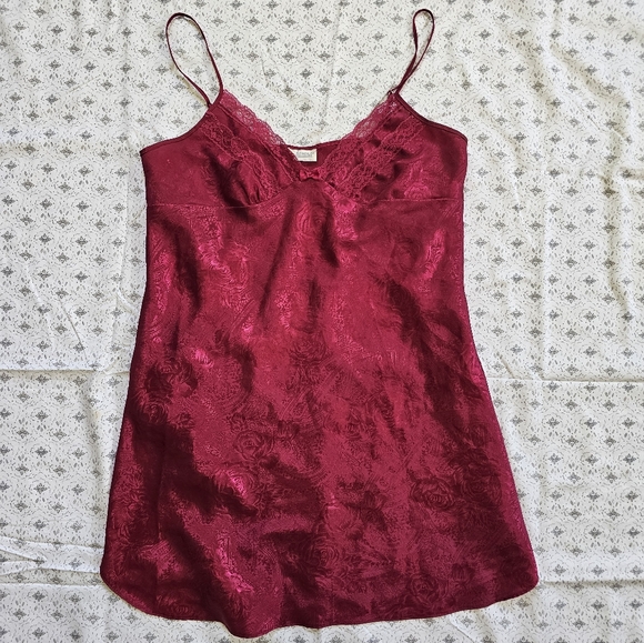 Adonna Vintage Red Embossed Lingerie Chemise - Picture 1 of 6
